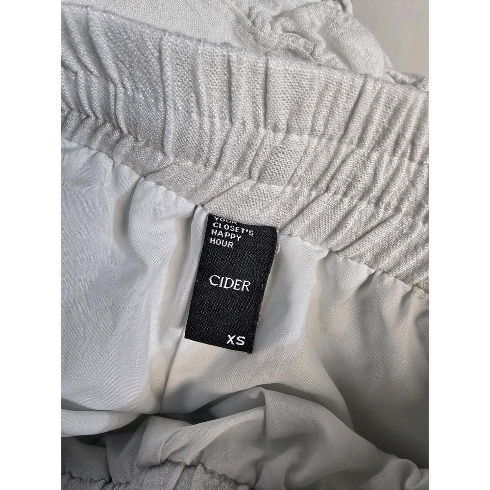 Cider Women's White XS Ruffles Shorts Drawstrings Linen Blend Lined - Picture 3 of 3